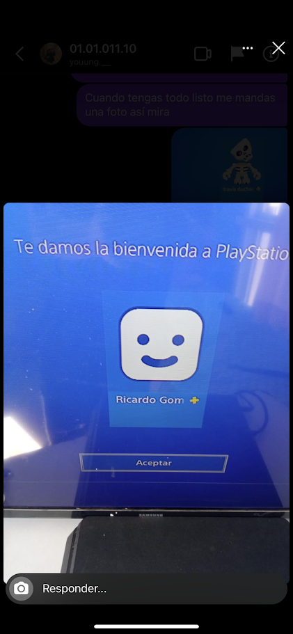 Foto enviada por un cliente de Mister Digital: pantalla de bienvenida a PlayStation